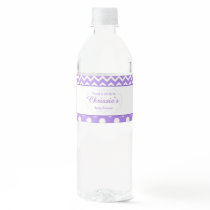 Purple and White Chevron & Polka Dot Baby Water Bottle Label