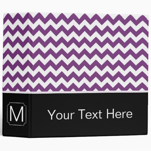 Purple and White Chevron Zigzag Custom Monogram Binder