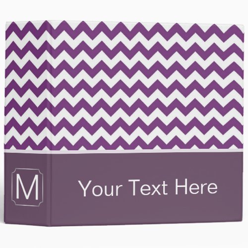 Purple and White Chevron Zigzag Custom Monogram Binder