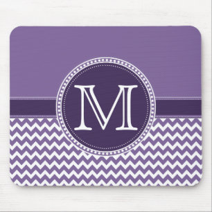 Purple and White Chevron Zigzag Monogram Wedding Mouse Pad