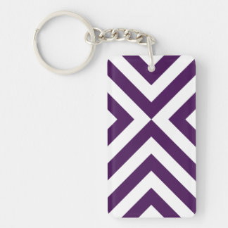 Purple and White Chevrons Acrylic Keychain