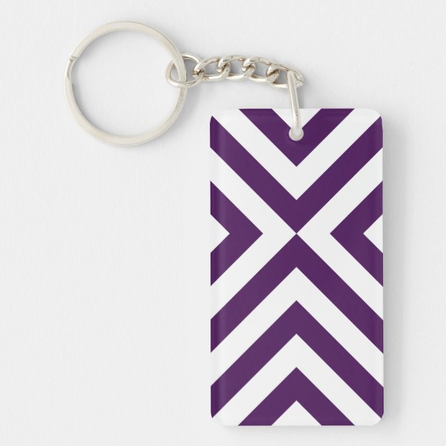 Purple and White Chevrons Acrylic Keychain (Front)