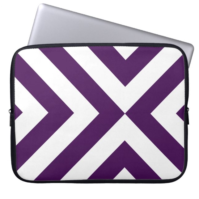 Purple and White Chevrons Laptop Sleeve (Front)