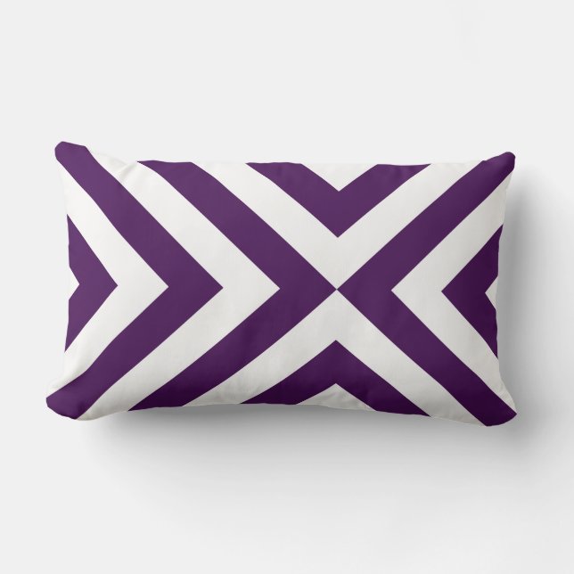 Purple and White Chevrons Lumbar Pillow (Front)