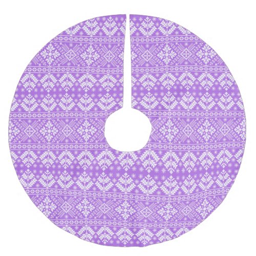 Purple and White Christmas Fair Isle Pattern Brushed Polyester Tree Skirt