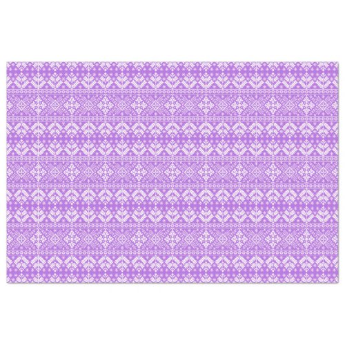 Purple and White Christmas Fair Isle Pattern Tissue Paper