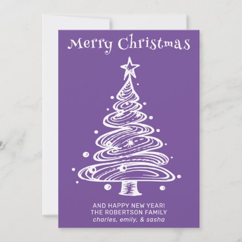 Purple and White Christmas Holiday Card