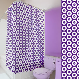 Purple and White circles Shower Curtain
