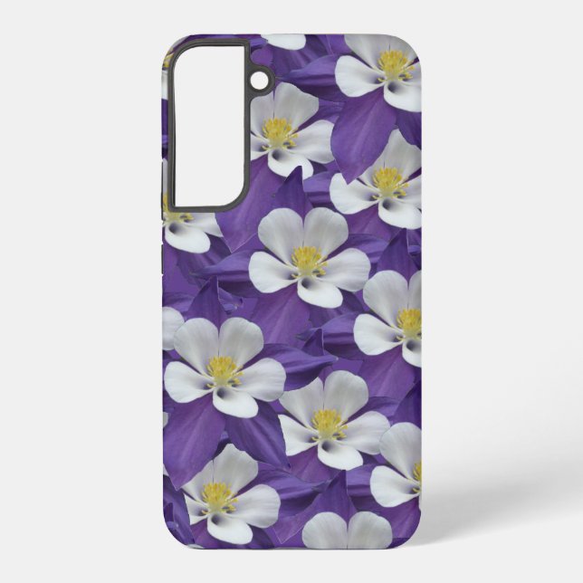 Purple and White Columbine Flower Pattern Samsung Galaxy Case (Back)