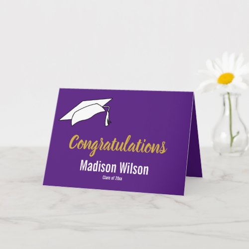 Purple and White Congratulations to Graduate Card