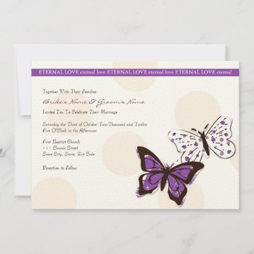 Purple and White Cool Butterfly Wedding Invitation