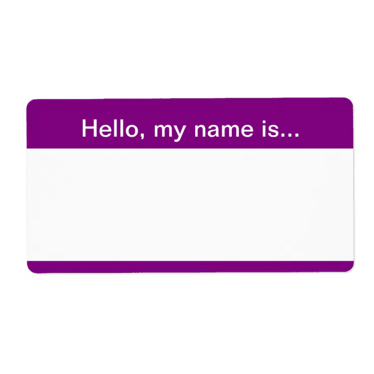 Purple and White Corporate Name Tag - Avery Label | Zazzle