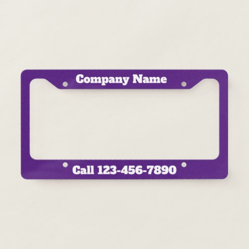 Purple and White Create Your Own Marketing License Plate Frame