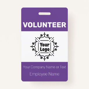 Purple and White Custom Logo Volunteer Worker ID Badge