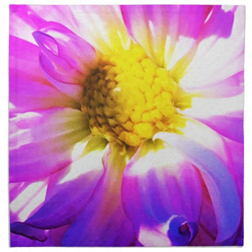 Purple and White Dahlia with a Yellow Center Cloth Napkin