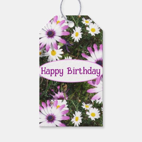 Purple and White Daisy Flower Floral Birthday  Gift Tags
