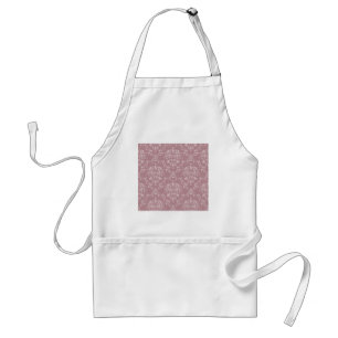 Purple and White Damask Adult Apron