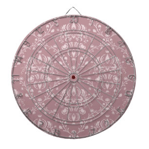 Purple and White Damask Dartboard With Darts