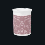 Purple and White Damask Drink Pitcher<br><div class="desc">A classic,  elegant damask design pattern in soft purple and ivory.</div>
