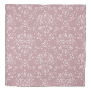 Purple and White Damask Duvet Cover