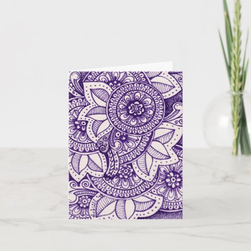 Purple and White Damask Indian Mandala Thank You