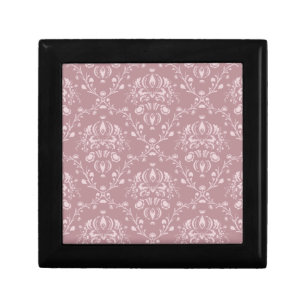 Purple and White Damask Jewelry Box
