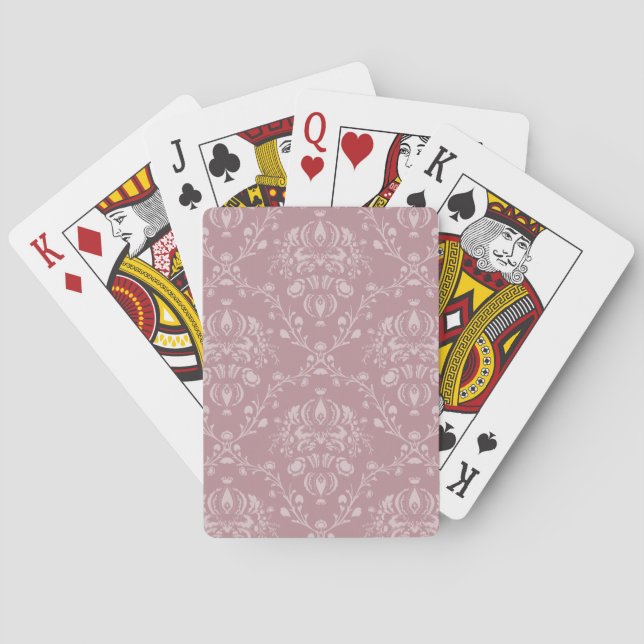 Purple and White Damask Poker Cards (Back)
