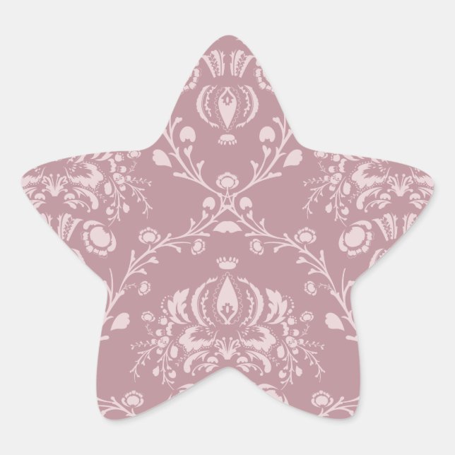 Purple and White Damask Star Sticker (Front)