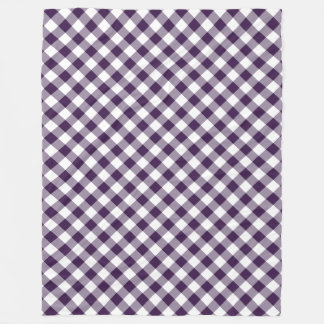 Purple and White Diagonal Buffalo Plaid Fleece Blanket