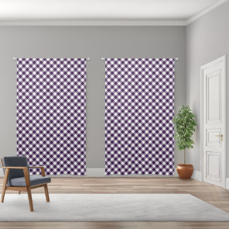 Purple and White Diagonal Gingham Plaid Pattern Blackout Curtains
