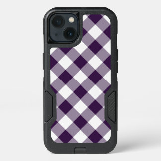 Purple and White Diagonal Plaid iPhone 13 Case