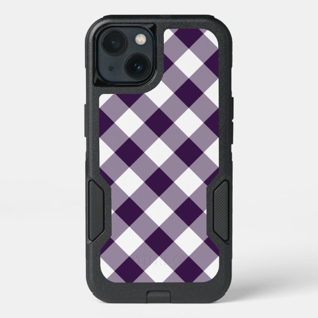 Purple and White Diagonal Plaid Otterbox iPhone Case (Back)