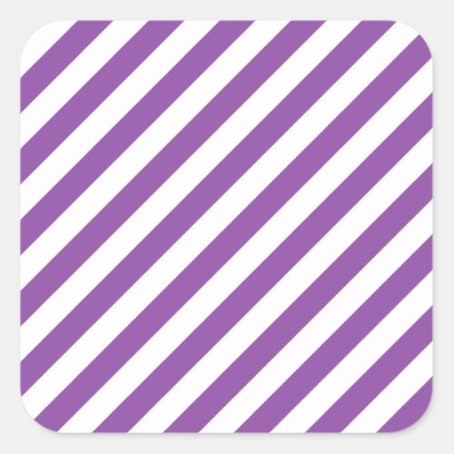 Purple And White Diagonal Stripes Pattern Square Sticker