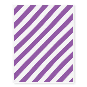 Purple And White Diagonal Stripes Pattern Temporary Tattoos