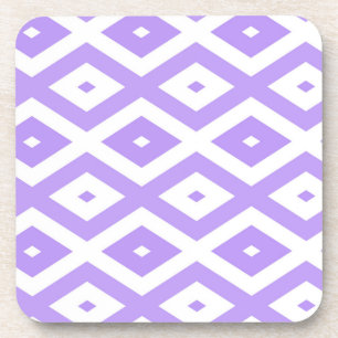 Purple and white diamond pattern beverage coaster