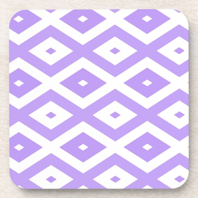 Purple and white diamond pattern beverage coaster (Front)