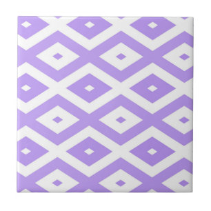 Purple and white diamond pattern ceramic tile
