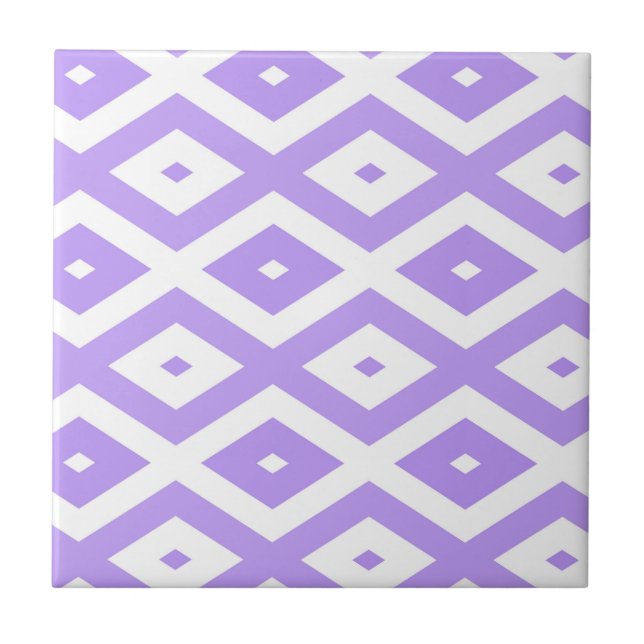 Purple and white diamond pattern ceramic tile (Front)