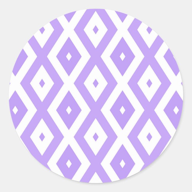Purple and white diamond pattern classic round sticker (Front)
