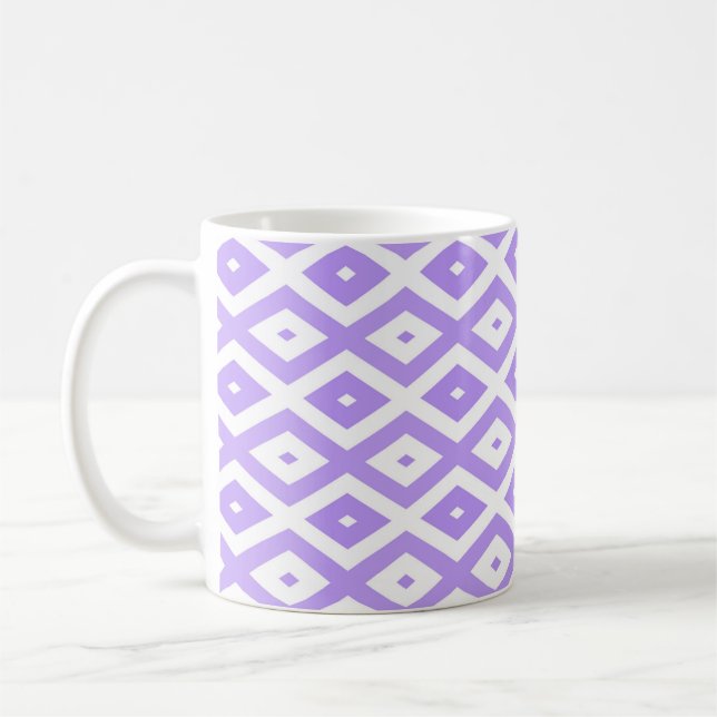 Purple and white diamond pattern coffee mug (Left)