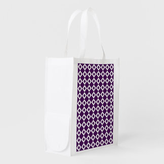 Purple and White Diamond Pattern Grocery Bag