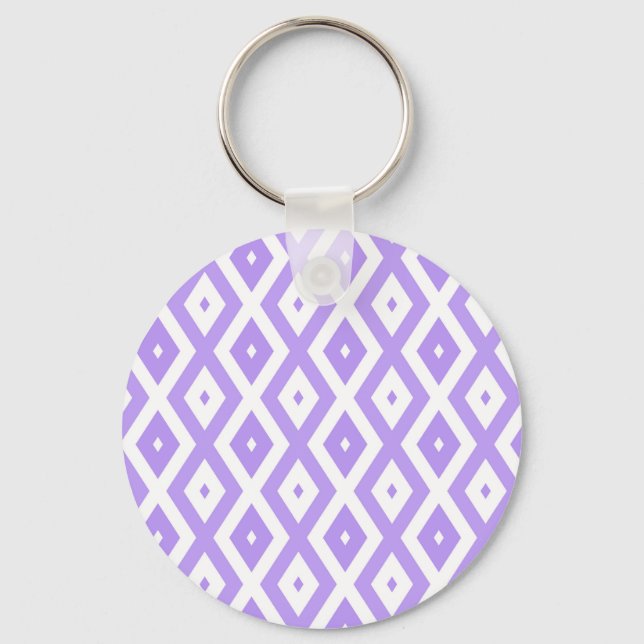 Purple and white diamond pattern keychain (Front)