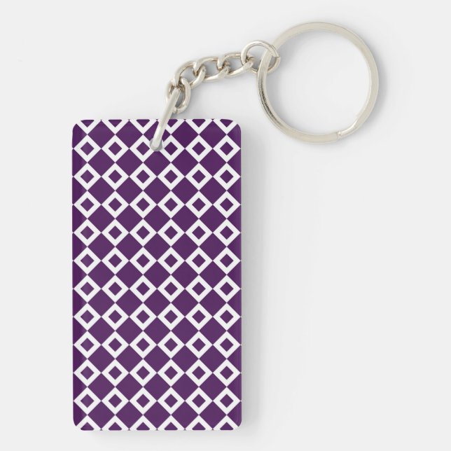 Purple and White Diamond Pattern Keychain (Back)