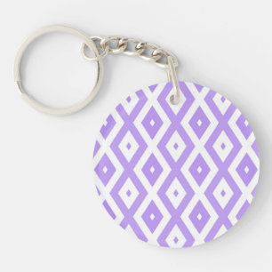 Purple and white diamond pattern keychain