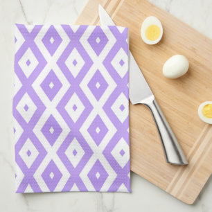 Purple and white diamond pattern kitchen towel