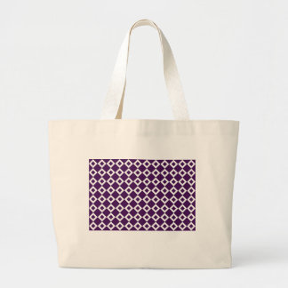 Purple and White Diamond Pattern Large Tote Bag