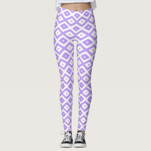 Purple and white diamond pattern leggings