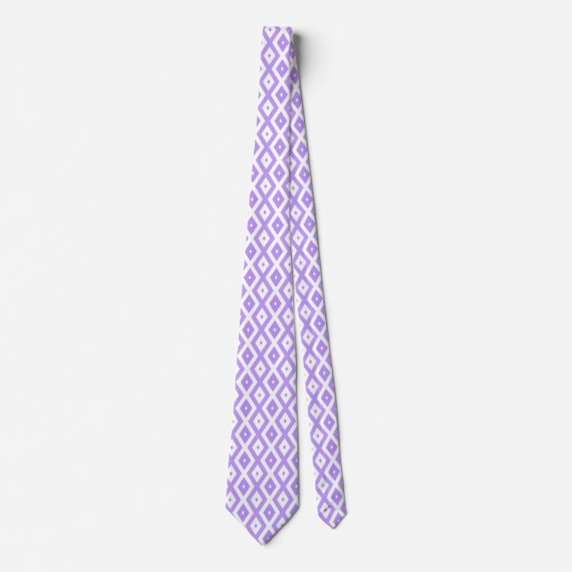 Purple and white diamond pattern neck tie (Front)