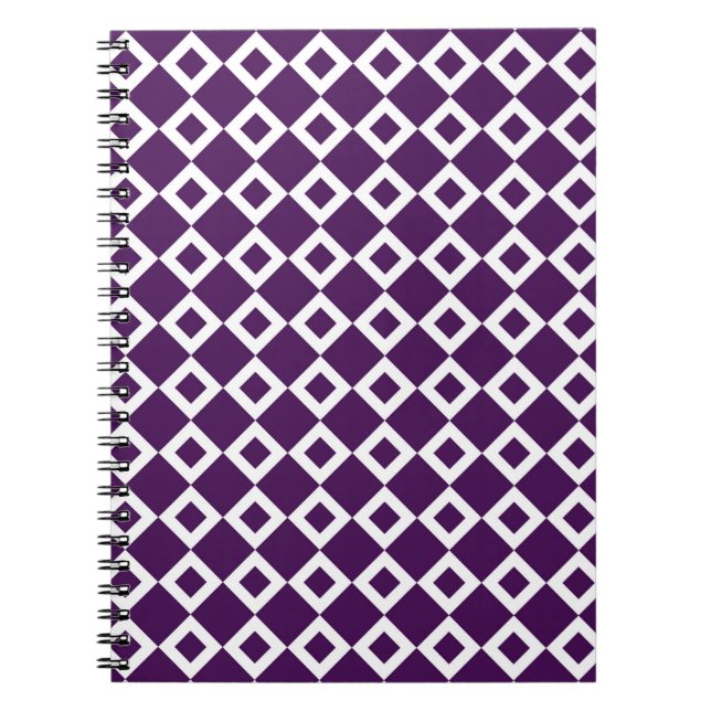 Purple and White Diamond Pattern Notebook (Front)