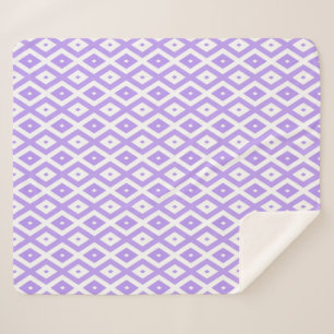 Purple and white diamond pattern sherpa blanket